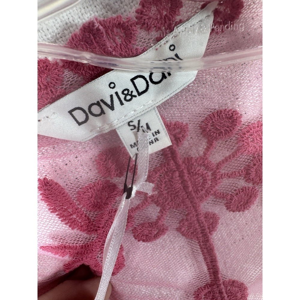 NWT Davi & Dani Women's Floral Mesh Cardigan Size S/M - Picture 2 of 6
